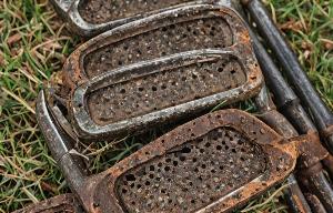Rusty golf irons before restoration